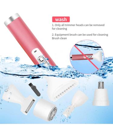 AHGDB Women's 5-in-1 Electric Razor & Eyebrow Trimmer | USB Rechargeable - Pink - Buy Online on GoSupps.com