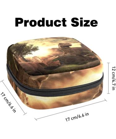 Portable Women's Napkin Storage Bag - Dinosaur Chalk Design | Menstrual Cup & Bandage Organizer for First Periods - Buy Online on GoSupps.com