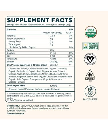 Ora Organic Protein Probiotics Prebiotics & Turmeric Curcumin Bundle: 21g Plant Based Protein Powder Unflavored 20 Servings + 60 Vegan Probiotic Capsules + Pure Turmeric 90 Vegan Tablets - Buy Online on GoSupps.com