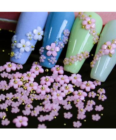 800 Pieces 3D Flower Nail Art Charm White Flowers Decoration Decals Resin With Metal Caviar Beads Mixed Size Acrylic Ornament Manicure Accessories Bags for Women Girls Multicolor - Buy Online on GoSupps.com