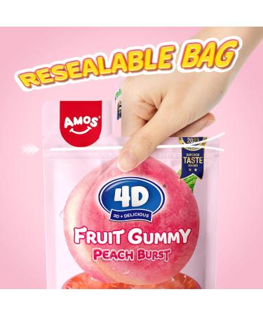 Amos 4D Gummy Peach Burst Peach Gummy Candies with Filled Hearts Natural Flavor Fruity Treats 65g Bag - Buy Online on GoSupps.com