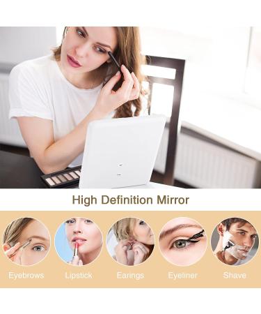 DTBG 10X Magnifying Travel Makeup Mirror with Dimmable LED Light - USB Rechargeable Portable Cosmetic Mirror for Women (White) - Buy Online on GoSupps.com