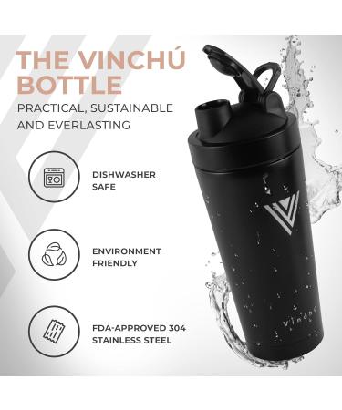 Vinchu Stainless Steel Blender Shaker Bottle - Triple-Wall Insulation for Cold Protein Shakes (Black) - Buy Online on GoSupps.com