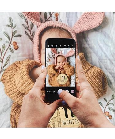 Baby Monthly Milestone Cards KAMHBE 7 Pcs Wooden Baby Milestone Cards with 8 Pcs Festival Milestone Stickers Double Printed Baby First Year Growth Photo Props Baby Shower Gifts - Buy Online on GoSupps.com