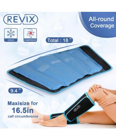 REVIX Calf and Shin Gel Ice Pack - Reusable Cold Therapy Compression Sleeve for Injuries, Swelling, Bruises, Sprains, Shin Splints - Leg Pain Relief Support - Buy Online on GoSupps.com