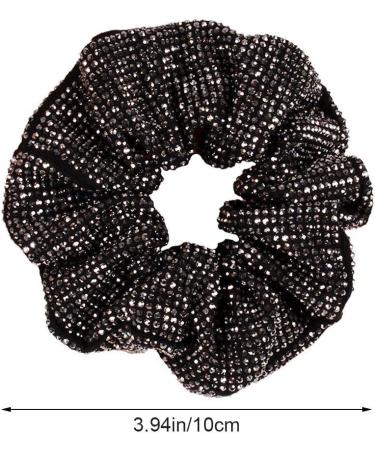Rhinestone Hair Scrunchies - Sparkly Elastic Ponytail Holders for Elegant Hair Accessories for Women and Girls black - Buy Online on GoSupps.com