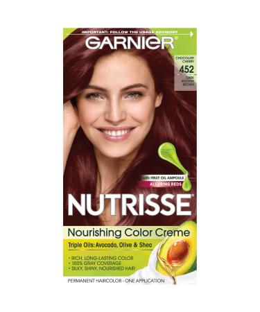 Garnier Hair Color Nutrisse Nourishing Creme 452 Dark Reddish Brown (Chocolate Cherry) Permanent Hair Dye 3 Count (Packaging May Vary)