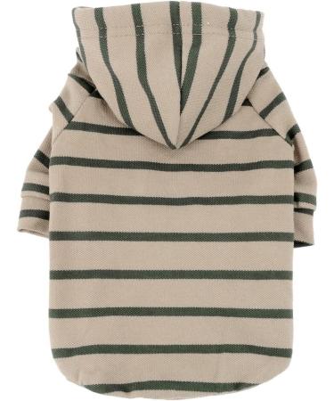 Zweitea Striped Hoodie Shirt for Small & Medium Dogs - Soft Short Sleeve Pet Sweater & Jacket in Khaki - Buy Online on GoSupps.com