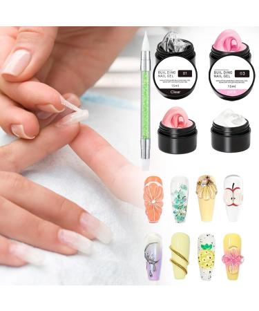  G n rique 3D Nail Gel - 4 Color Gel Manicure Kit | 3D Nail Extension Wetting Glue for Rhinestones Dabbing French Tips Toe Toe Charm Flower Manicure Pedicure and More - Buy Online on GoSupps.com