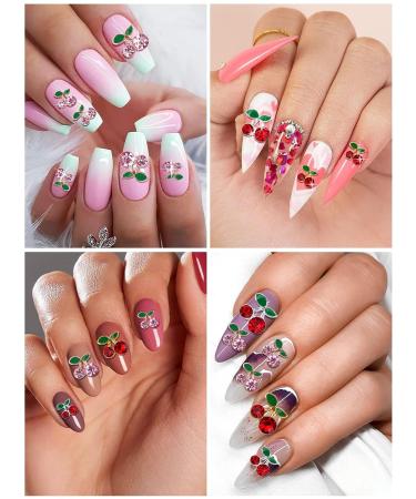 Kalolary 48Pcs Cherry Nail Rhinestones - 3D Cherry Charm Nail Gems for Women Nail Art - Buy Online on GoSupps.com