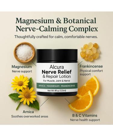 Alcura Nerve Cream Alcuras Neuropathy Lotion with Arnica & Magnesium Daily Soothing Moisturizing Suitable for Knee Lumbar Joint Neck Hand and Foot 4 fl oz 1 Ounce (Pack of 1) 1 - Buy Online on GoSupps.com