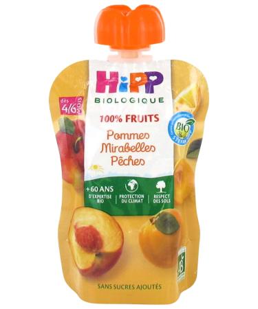 HiPP 100% Fruit Bottle Apple Mirabelle Peaches from 4/6 Months Organic 90g