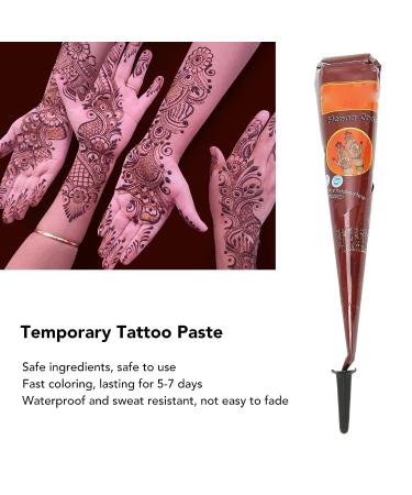 12PCS Brown Temporary Tattoo Paste Cones - Hand Painting Body Art with Lasting Results | India Hand Drawing Paste for 5-7 Days - Buy Online on GoSupps.com