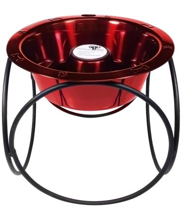 Platinum Pets Slow Eating Single Olympic Diner Feeder with Stainless Steel Dog Bowl Large Candy Apple Red
