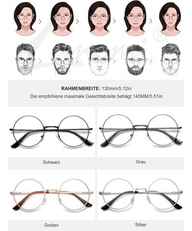 Lanomi Round Metal Reading Glasses for Men & Women - Classic Retro 60s Style Spring Hinge 1.5 Diopters Visual Aid - Buy Online on GoSupps.com