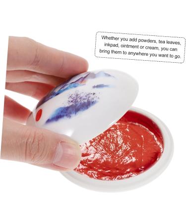 Ipetboom Ink Pad Box Toiletry Containers Red Ink Cosmetic Travel Container Rustic Home Decor Red Finger Ink Pad Container with Lid Thumb Impression Pad White Tea Bag Ceramics Seal - Buy Online on GoSupps.com