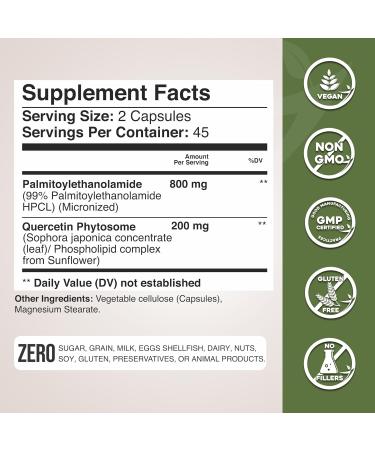 Gade Nutrition Palmitoylethanolamide Pea Supplement 800 mg with Quercetin 200 mg | Micronized Pea 99% Highly Purified and 95% Quercetin Bioavailable | Made in USA | Supplement for Men and Women - Buy Online on GoSupps.com