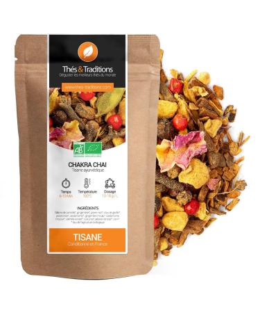 Th s & Traditions Organic Chakra Chai Ayurvedic Herbal Tea | 100g Loose Leaf Bag | Certified Organic Agriculture