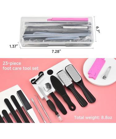 23 in 1 Professional Pedicure Manicure Tools Kit - Stainless Steel Foot Care Scrubber & Callus Remover for Women & Men | International Shipping Available - Buy Online on GoSupps.com