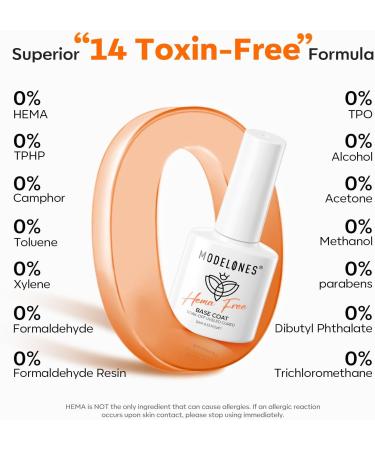 Modelones Hema-Free Gel Base Coat Strong Clear Base Coat Gel Nail Polish Gentle Formula Prevents Chipping Stain Long Lasting for Gel Polish Nails Protect Soak Off Home Salon Manicure U V/LED Needed - Buy Online on GoSupps.com