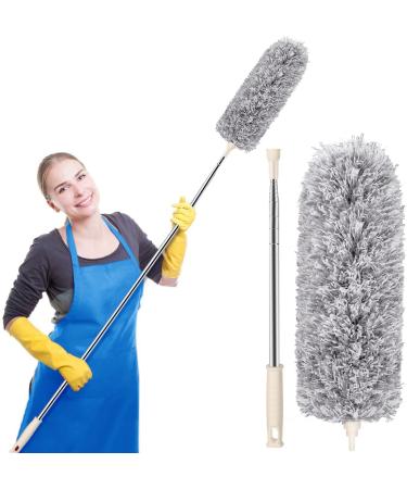 Dusters for Cleaning, Microfiber Duster with Extension Pole 30-100 Inches, FUUNSOO Bendable Head & Long Extendable Duster for Cleaning Ceiling Fan, High Ceiling, Cobweb, Furniture, Interior Roof