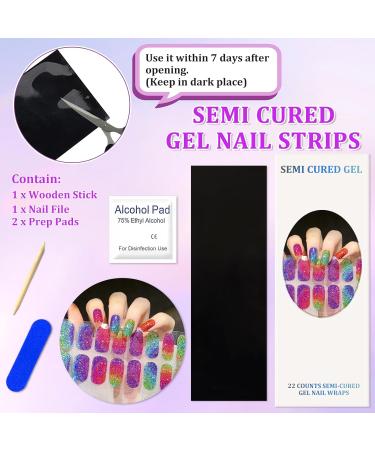 22 STK Glitter Gel Nail Polish Stickers - Self-Adhesive Nail Foils for Long-Lasting Gellack Wraps | UV/LED Lamp Required | Perfect for Carnival - Buy Online on GoSupps.com