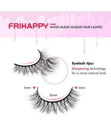 Frihappy 3D Wispy Lashes - Hand-made 100% Human Hair & Mink, Natural Look, Reusable Fake Eyelashes Pack - Buy Online on GoSupps.com