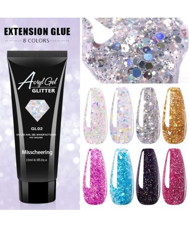 Poly Extension Gel Nail Kit 8 Colours Glitter Poly Nail Gel for Nail Strengthener & Nail Hardener 15ml Long-lasting Nail Base Builder Gel for Beginners Home DIY Salon Art Manicure Gift 8 Sparkling Colours - Buy Online on GoSupps.com