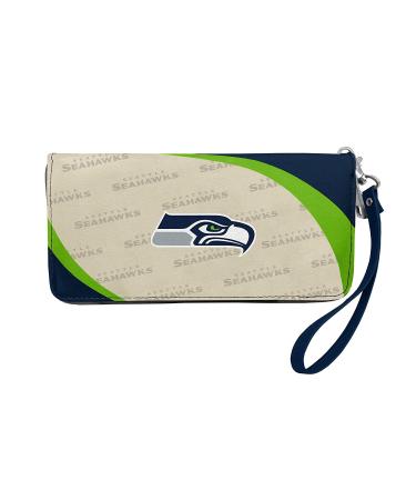 Littlearth womens NFL Seattle Seahawks Curve Zip Organizer Wallet, Team Color, 8" x 4" x 1"