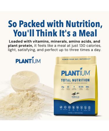 AMAXI Plantium Total Nutrition Premium All-in-One Meal Replacement Shake Plant-Based Protein Powder with Vitamins Minerals & Probiotics 22g Protein per Serving Vanilla - Buy Online on GoSupps.com