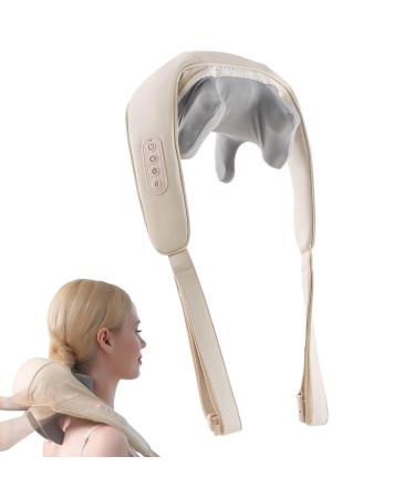 Neck massage device Shiatsu massage device electrically with heat function massage head made of silicone shoulder massage device There are two ways to wear it for back legs feet offwhite