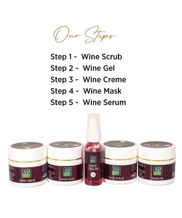 Wine Facial Kit - 5 Steps for Glowing Skin & Wrinkle Removal | Red Grape Aloe Vera & Olive Oil | 270 ml - All Skin Types - Buy Online on GoSupps.com