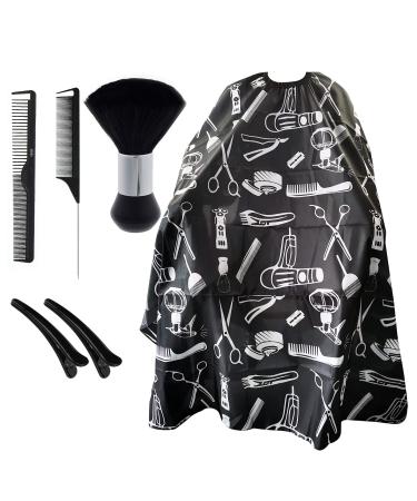 6 Packs Professional Long Hair Cutting Cape 55 x 63 inches Salon Haircut Apron Barber Cape Water and Stain Resistant Black
