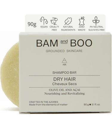 Organic Solid Shampoo for Dry Hair Nourishing and Revitalizing 90 g - Sulfate and Paraben-Free Shampoo PH Neutral - Olive and