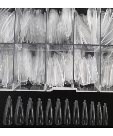 LoveOurHome 600pc Stiletto Acrylic Nail Tips Set - Long Pointy False Nails with Case - Buy Online on GoSupps.com