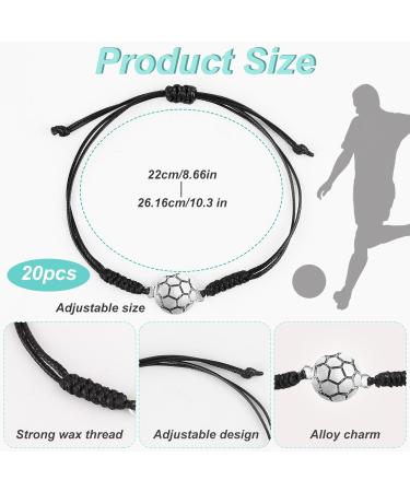 20 Football Bracelets - Braided Rope Charm Jewelry for Boys & Girls | Adjustable Sports Gifts for Team Players - Buy Online on GoSupps.com
