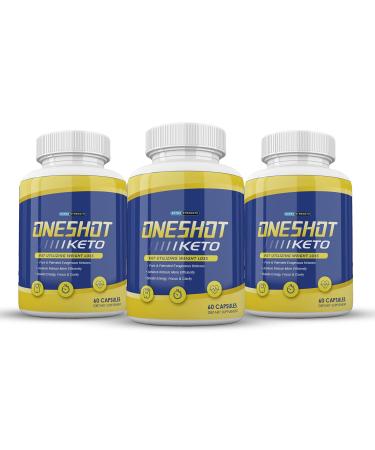 (Official) One Shot, Advanced Ketogenic Pill Shark Formula 1300mg, Made in The USA, (3 Bottle Pack), 90 Day Supply Tank