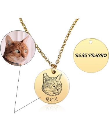 Memediy Personalized Pet Portrait Necklace - Custom Engraved Dog/Cat Remembrance Gifts in Gold | Perfect Pet Loss Gifts for Animal Lovers - Buy Online on GoSupps.com