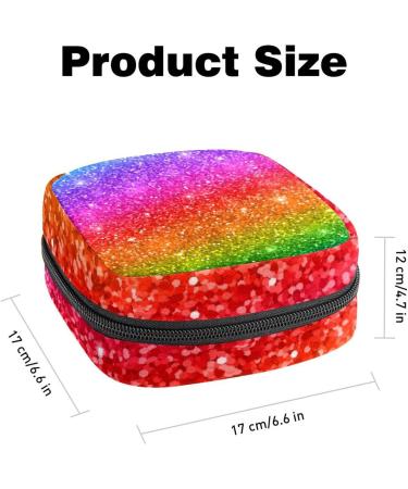Glitter Rainbow Curve Women's Napkin Storage Bag - Portable Period Bag for Teens & Girls - Menstrual Cup Pocket & Breastfeeding Insert Holder - Buy Online on GoSupps.com