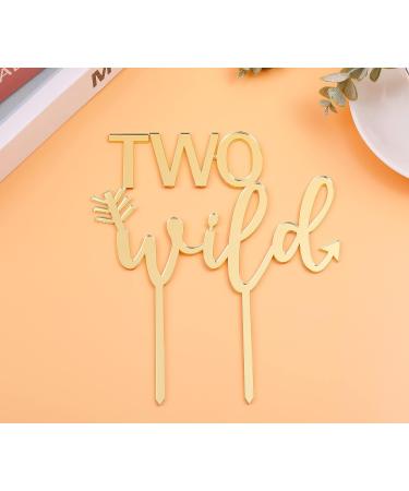 LOVENJOY Two Wild Cake Topper Gold Acrylic for Boy Girl 2nd Birthday Cake Decorations Gift Boxed - Buy Online on GoSupps.com