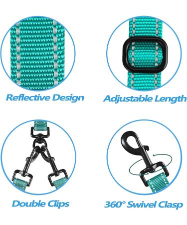 Petbonus Double Dog Leash for 2 Medium to Large Dogs - Adjustable Reflective Padded Handles - Perfect for Comfortable Walks (Green) - Buy Online on GoSupps.com