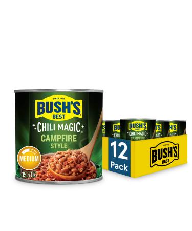 BUSH'S BEST Canned Texas Recipe Chili Magic Chili Beans Starter (Pack of 12), Source of Plant Based Protein and Fiber, Low Fat, Gluten Free, 15.5 oz
