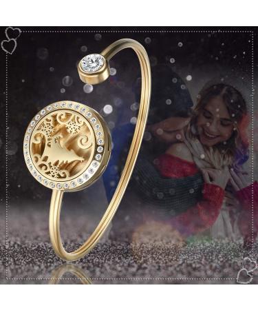 Flongo Aromatherapy Diffuser Bracelet for Women - Elegant Aroma Locket with Gold Christmas Tree Design - Essential Oil Jewelry Gift - Buy Online on GoSupps.com