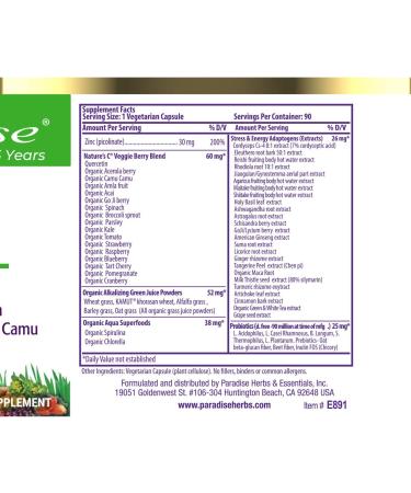 Zinc Picolinate 90 Veg Capsules | Paradise Herbs Earthâ€™s Blend - Boost Immunity & Health - Buy Online on GoSupps.com