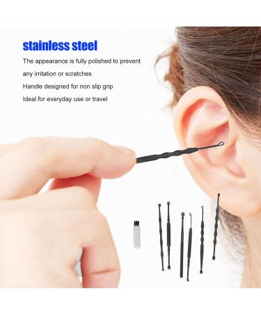 Jeanoko Earwax Removal Kit - Stainless Steel Spoon Shaped Tool for Home & Travel - Black Ear Cleaner for Adults & Kids - Buy Online on GoSupps.com