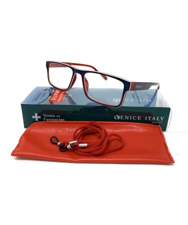 Reading glasses for men and women Venice TRICOLOR modern diopters: 1 to 3.5 (+2.50 blue red) +2.50 blue red