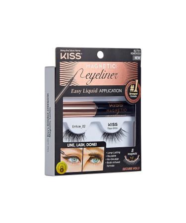Kiss Magnetic Eyeliner & Lash Kit | Biotin Infused Magnetic Liner & 1 Pair of Synthetic False Lashes with Double Magnets - Perfect for Effortless Glamour - Buy Online on GoSupps.com