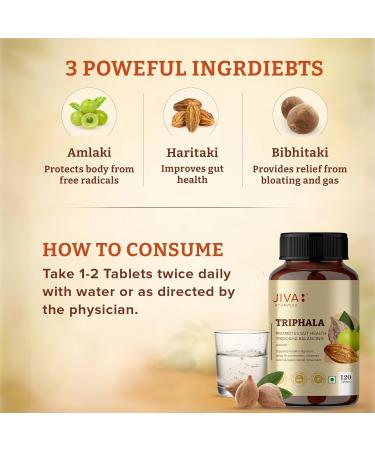 Jiva Ayurveda Triphala Tablets - 120 Count | Natural Digestive Support & Colon Cleanse | Gentle Detox for Bloating & Occasional Constipation Relief | Pure Herbal Wellness for Gut Health - Buy Online on GoSupps.com