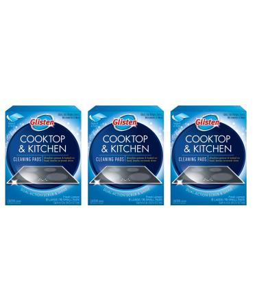 Glisten GC0608T Cooktop & Kitchen Cleaning 8 Large/16 Small Pads Per Box 3 Pack