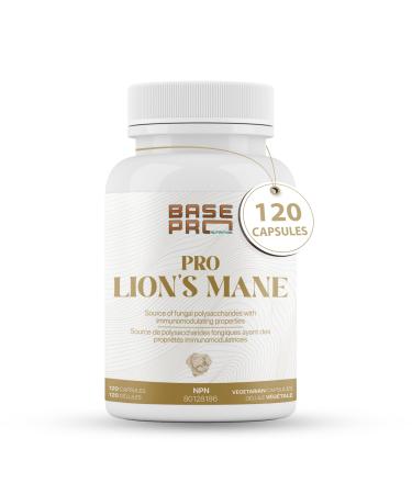 PRO Lion's Mane Mushroom Capsules - 120 CAPSULES | PRO Lion's Mane Supplements | Mushroom Capsules | Lion's Mane - 550mg per Caps | Pro Lion's Mane | Base Pro Nutrition |